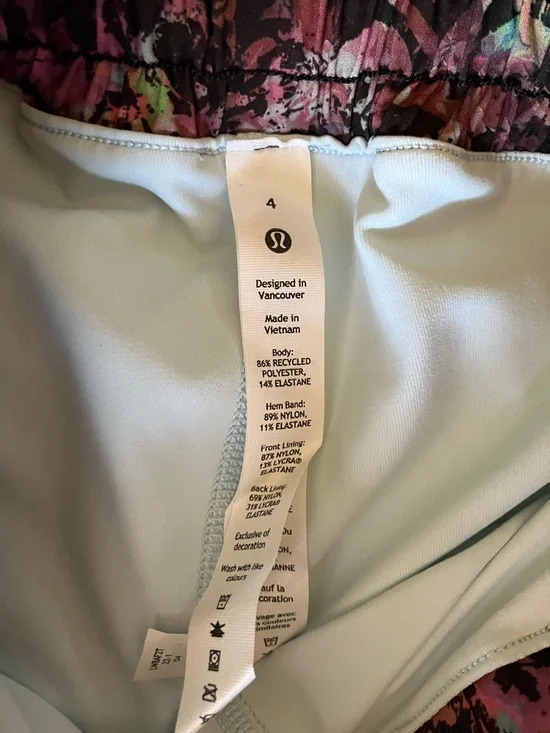 Lululemon Hotty Hot HR Skirt Long - Stencil Blossom Red Multi/Sheer Blu - Size 4 - Picture 7 of 7